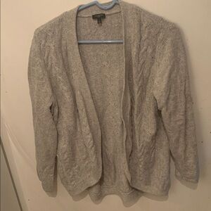 Talbots Petites Light Grey Wool/Cashmere Blend Knit Sweater SZ LP